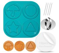 Webake Dalgona Squid Sugar Candy Game Making Kit, The Original Silicone Korean Dalgona Cookie Mold Shaped with Umbrella, Triangle, Star, Round, A Surprising Choice for Party Game Supplies