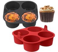 webake Deep Muffin Tray for Air Fryer 2 Pcs 8cm Silicone Large Muffin Cases Giant Cupcake Moulds Cupcake Baking Trays for Baking Cupcakes, Cakes, Pudding