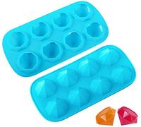 Webake Diamond Ice Cube Moulds Silicone Small Ice Cube Tray 2 Pcs 3.5 x 3 cm Reusable Ice Cube Trays for Whiskey Cocktail Juice Drinking