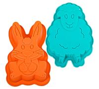 webake Easter Bunny Lamb Cake Mould 2 Pcs Silicone Jelly Moulds Rabbit Cake Tin Sheep Pudding Mould
