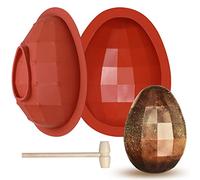 Webake Easter Diamond Egg Moulds Silicone Large 2 Pcs 3D Breakable Giant Egg Chocolate Mould with 1 Hammer for Easter Decorations, Candy, Cake, Dessert Baking