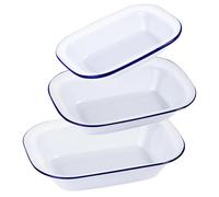 webake Enamel Pie Dishes Enamelware Roasting Tins 3 Pcs 20cm 24cm 28cm Cookware Baking Tray Rectangular Roaster Pan Food Containers