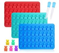 Webake Giant Gummy Bear Mould Silicone 3 Pcs Candy Moulds with 2 Droppers