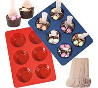 Webake Hot Chocolate Stirrer Moulds Silicone 2 Pcs Hot Chocolate Spoon Mould with 30 Pcs Wooden Spoons for Hot Chocolates, Rund