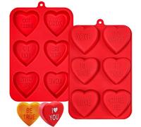 Webake Large Conversation Heart Mold for Baking, Valentine Heart Silicone Molds 6-Cavity Heart Shaped Cake Pans,2 Packs