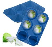 Webake Large Diamond Ice Cube Moulds Silicone 2 Pcs 6cm Giant Ice Cube Trays Big Ice Cube Tray for Whiskey, Cocktail, Drinks