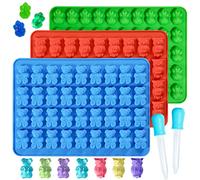 Webake Large Gummy Bear Molds, Silicone Owl Frog Gummy Mold with 2 Droppers, 1 Inch Big Gummy Bear BPA Free, 3 Animals Candy Molds Pinch Test Approved