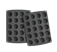 Webake Mini Muffin Cupcake Tin Pan Silicone Non-stick Baking Mold for Pie, Quiche, Tart, Muffin Top, Keto Fat Bomb - Pack of 2