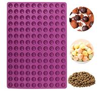 Webake Mini Round Silicone Molds, Semi Sphere Gummy Candy Molds, Baking Mat Cooking Sheet For Pets, Dog Treat Pan, Baking Mold Small Dot Cake Decoration, 140 Cavity (Purple-0.8 Inch)