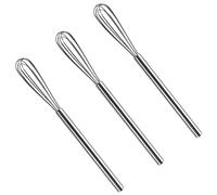 Webake Mini Stainless Steel Small Long Whisk 3 Pcs Egg Whisks for Mixing, Beating, Frothing and Stirring