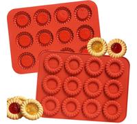 webake Mini Tart Tins Silicone Baking Moulds 2 Pcs | Tartlet Tins 12 Cavity Silicone Baking Tray Mini Pie Mould Tart Tins for Baking Biscuit, Chocolate, Jelly, Soap