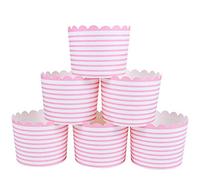 Webake Muffin Cupcake Cases Paper Non Stick 50 Pcs Baking Cups Wrapper in Pink Stripe for Cake Ice Cream Dessert Wedding Birthday Party