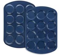 Webake Non-Stick Muffin Top Pan for Baking Egg Bites, Whoopie Pies, Cookies, Yorkshire Pudding, Heavy Gauge Carbon Steel Set of 2