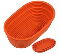 Webake Oval Bread Proofing Basket Silicone, 10 Inches Collapsible Sourdough Bread Baking Supplies Dough Proofing Bowl Containers Oven Safe Baking Gifts for Bakers