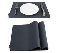 Webake Placemats Silicone Table Mat 45 x 30 cm Countertop Protection Heat Resistant Washable Non Slip Thick Nonstick Pastry Mats for tableware Kitchen Dining Baby Kid, Set of 2, Black