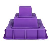 webake Silicone Cake Moulds Square Cake Tins Set of 3 Tier Layer 9" 6" 3" Baking Moulds Bakeware Tray for Birthday Party Wedding Anniversary