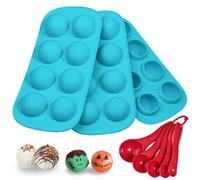 Webake Silicone Chocolate Candy Molds, Round Sphere Baking Molds for Cordial Truffle, Jello Pudding Ball Ice Cube Peanut Butter, Set of 3, Bonus Filling Scoop Set