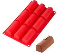 Webake Silicone Cream Canoe Pan, 9-Cavity Mini Log Cake Mold for Baking, Oblong Filled Snack Cake Mold for Mousse, Pudding and Desserts