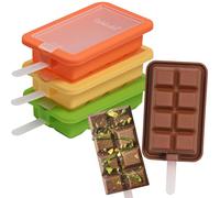 Webake Silicone Ice Cream Bar Moulds with Sticks and Lids 4 Pcs Dubai Chocolate Bar Mold Reusable Popsicle Mould Cakesicle Moulds
