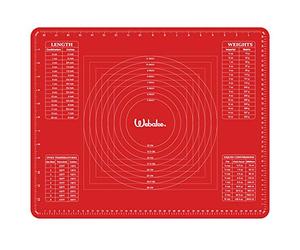 Webake Silicone Pastry Rolling Mat Non Stick Baking Mat with Measurement 50 x 40 cm Non-Slip Dough kneading Mats Counter Table Mat for Making Pie, Pizza, Cake, Cookies, Macarons, Bread, Red