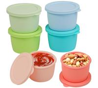 webake Silicone Salad Dressing Pots To Go 6 Pcs 2.5oz Small Condiment Container with Lids Reusable Leakproof Dipping Sauce Pots for Lunch Bento Box Picnic