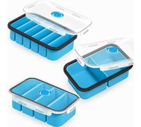 webake Silicone Soup Freezer Containers with Lids 3 Pcs 1/2 Cup & 1 Cup & 2 Cup Soup Freezer Trays Food Prep Moulds for Freezing Extra Large Ice Cube Tray for Soupe, Butter