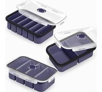 Webake Silicone Soup Freezer Moulds with Lids 3 Pcs 1/2 Cup & 1 Cup & 2 Cup Soup Freezer Trays Food Prep Containers for Freezing Extra Large Ice Cube Tray for Soupe, Butter