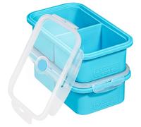 webake Silicone Soup Moulds with Lid 500 ml 2 Pack Soup Freezer Tray Food Storage Containers for Freezing Extra Large Jumbo Ice Cube Tray for Soupe, Broth, Sauce, Butter, Meal Prep