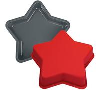 Webake Silicone Star Cake Pan 10 Inch Large Nonstick Star Shaped Cake Mold for Baking, Birthday, BPA Free, Set of 2