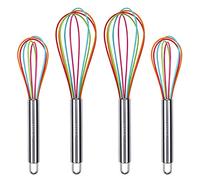 Webake Silicone Whisk Kitchen Balloon Hand Whisk 4 Pcs 8 Inch 10 Inch with Stainless Grip Handle Heat Resistant Mini Whisk for Blending, Whisking, Beating, Stirring