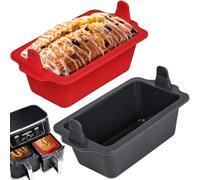 webake Small Loaf Tin for Air Fryer 2 Pcs Silicone Mini Loaf Moulds for Dual Air Fryer Rectangular Cake Mould for Baking Breads, Loaves, Cakes, 14.5 x 8.3 x 5.5cm