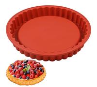 webake Sponge Flan Tin Silicone 26 cm Round Flan Dish for Baking Large Cake Base Mould for Fruit Cake