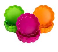 webake Tart Tins Mini Quiche Dishes Silicone Tart Mould 12 Pcs 3 Inch Round Fluted Flan Pan Pie Tin Cake Baking Tray Multi Colour 8 x 2.2 cm