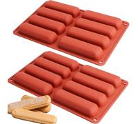 Webake Twinkie Cake Pan Silicone Eclair Mold, 2-Pack Finger Shaped Molds Cylinder Silicone Trays for Baking, Soap, Resin, Chocolate Bar