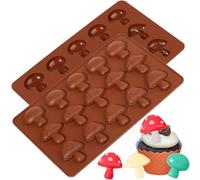 webake Webake Mushroom Chocolate Mold, 15-Cavity Mushroom Silicone Molds with Three Cute Mushroom Shaped, Perfect for Chocolate, Candy, Fondant, Cake Decoration, Ice Cube, Handmade Craft (Pack of 2)