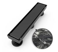 WEBANG 12 Inch Linear Shower Drain Rectangular Floor Drain with Accessories Reversible 2-in-1 Cover Tile Insert Grate Removable SUS304 Stainless Steel CUPC Certified Matte Black