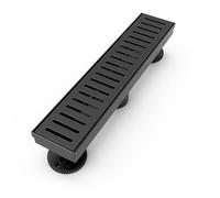 WEBANG 12 Inch Shower Linear Black Drain Rectangular Floor Drain with Accessories Capsule Pattern Cover Grate Removable SUS304 Stainless Steel CUPC Certified Matte Black