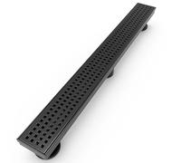 WEBANG 24 Inch Rectangular Linear Shower Floor Drain With Accessories,Quadrato Pattern Grate Removable,Food-grade SUS 304 Stainless Steel,WATERMARK&CUPC Certified,Matte Black