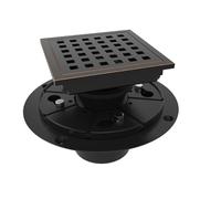 WEBANG 4 Inch Square Shower Floor Drain with Flange,Quadrato Pattern Grate Removable,Food-Grade SUS 304 Stainless Steel,Watermark&CUPC Certified,Oil Rubbed Bronze