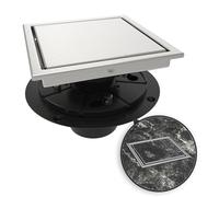 WEBANG 6 Inch Shower Square Drain Brushed Floor Drain with Flange Reversible 2-in-1 Cover Tile Insert Grate Removable SUS304 Stainless Steel CUPC Certified Brushed Nickel