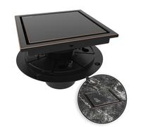 WEBANG 6 Inch Square Shower Drain Bronze Floor Drain with Flange Reversible 2-in-1 Cover Tile Insert Grate Removable SUS304 Stainless Steel CUPC Certified Oil Rubbed Bronze