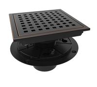 WEBANG 6 Inch Square Shower Floor Drain with Flange,Quadrato Pattern Grate Removable,Food-Grade SUS 304 Stainless Steel,Watermark&CUPC Certified,Oil Rubbed Bronze