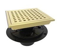 WEBANG 6 inch Square Shower Floor Drain with Flange, Square Pattern Burrs, Removable, Food-Grade SUS 304 Stainless Steel, Watermark and Cup-Certified, Brushed Gold Brass.