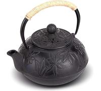 Webao Cast Iron Teapot 800 ml Asian Teapot Tea Kettle with Stainless Steel Strainer, Black Maple Leaves