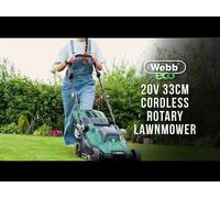 Webb 20V 33cm (14") Cordless Rotary Lawnmower plus 20V 25cm Line Webb 20V 33cm (14") Cordless Rotary Lawnmower plus 20V 25cm Line Trimmer (4AH Battery & Charger)