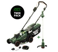 Webb Eco Wev20Lm33Lt25B4 20V 33Cm Cordless Rotary Lawnmower And 25Cm Line Trimmer (Twin Pack) 4Ah Battery & Charger Included