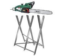 Webb WEECS402200 2200W 40cm (16") Electric Chainsaw + Folding Serrated-Edge Saw Horse - Tool-Free Tension, Automatic Oiling, 6 m Cable - 3 Year Guarantee