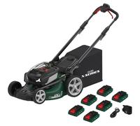 Webb X Series WEV20X2LM53SP 40v Cordless Brushless Self Propelled 4 in 1 Rotary Lawnmower 530mm 6 x 4ah Li-ion USB Charger