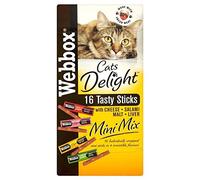 Webbox Cats Delight 16 Tasty Mini Sticks with Cheese, Salami, Malt & Liver 32g (PACK OF 6)