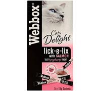 Webbox Cats Delight Lick-e-Lix with Salmon & Omega 3 & 6 (5x15g) - Pack of 6